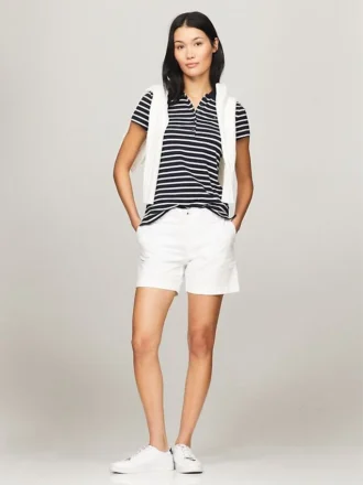 Polo din bumbac elastic cu dungi, croială slim