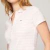 Polo din bumbac elastic cu dungi, croială slim
