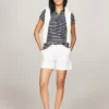 Polo din bumbac elastic cu dungi, croială slim Polo din bumbac elastic cu dungi, croială slim