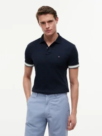 Polo din bumbac neted, croială slim