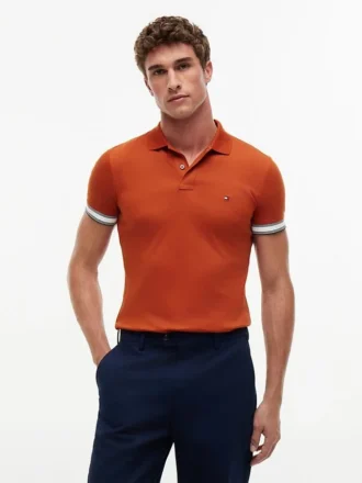 Polo din bumbac neted, croială Slim Fit