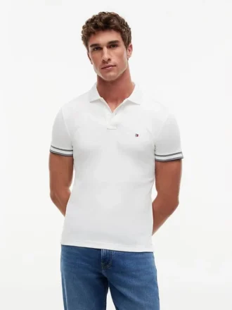 Polo din bumbac neted, croială Slim Fit