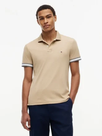 Polo din bumbac neted, croială Slim Fit