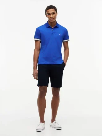 Polo din bumbac neted, croială Slim Fit