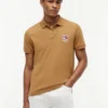 Polo din bumbac neted cu steag ondulat, croială regular