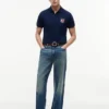 Polo din bumbac neted cu steag ondulat, croială regular Polo din bumbac neted cu steag ondulat, croială regular