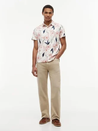 Polo din jersey cu imprimeu floral, croială regular
