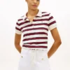 Polo din piqué elastic cu dungi și nod în față Polo din piqué elastic cu dungi și nod în față