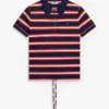 Polo din piqué elastic cu dungi și nod în față Polo din piqué elastic cu dungi și nod în față
