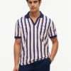 Polo din tricot cu dungi, croială regular Polo din tricot cu dungi, croială regular