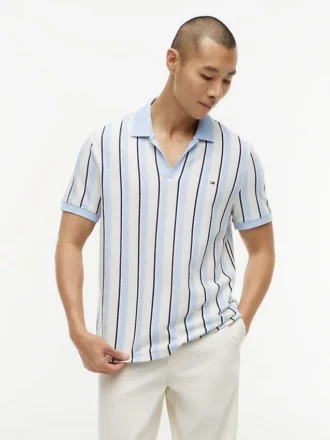 Polo din tricot cu dungi, croială regular