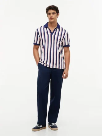 Polo din tricot cu dungi, croială regular