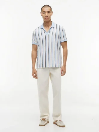 Polo din tricot cu dungi, croială regular