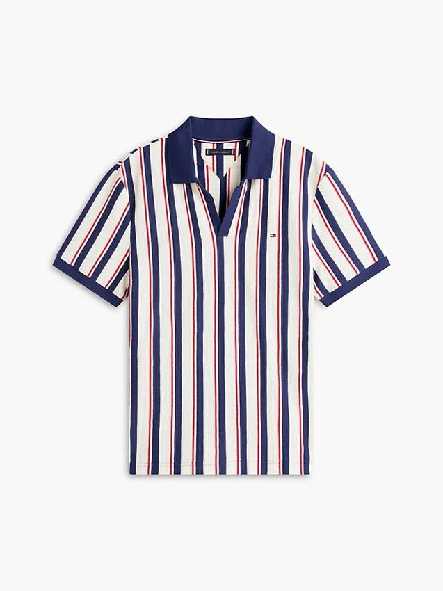 Polo din tricot cu dungi, croială regular Polo din tricot cu dungi, croială regular