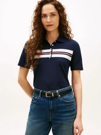 Polo elastic cu dungi, croială regular