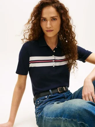 Polo elastic cu dungi, croială regular
