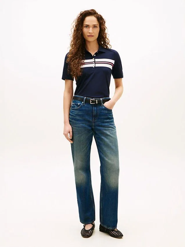 Polo elastic cu dungi, croială regular Polo elastic cu dungi, croială regular