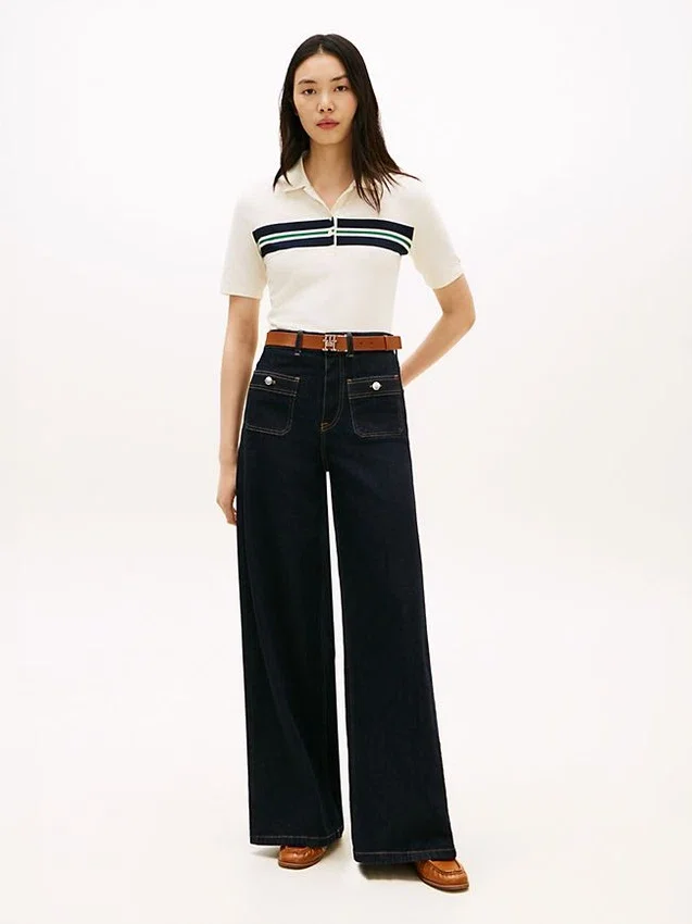 Polo elastic cu dungi, croială regular Polo elastic cu dungi, croială regular