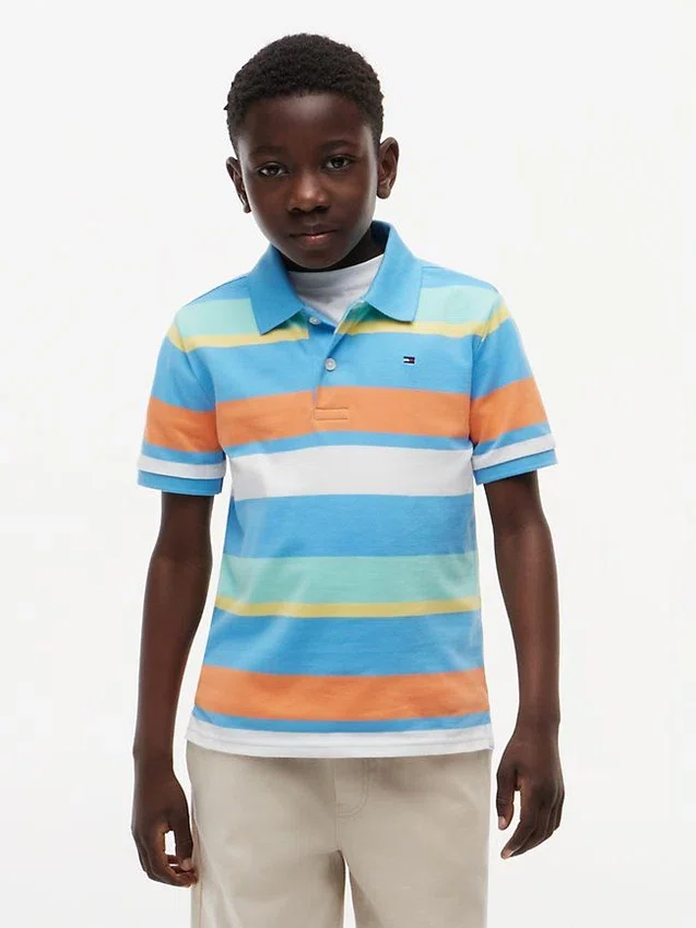 Polo elastic cu dungi multicolore pentru copii Polo elastic cu dungi multicolore pentru copii