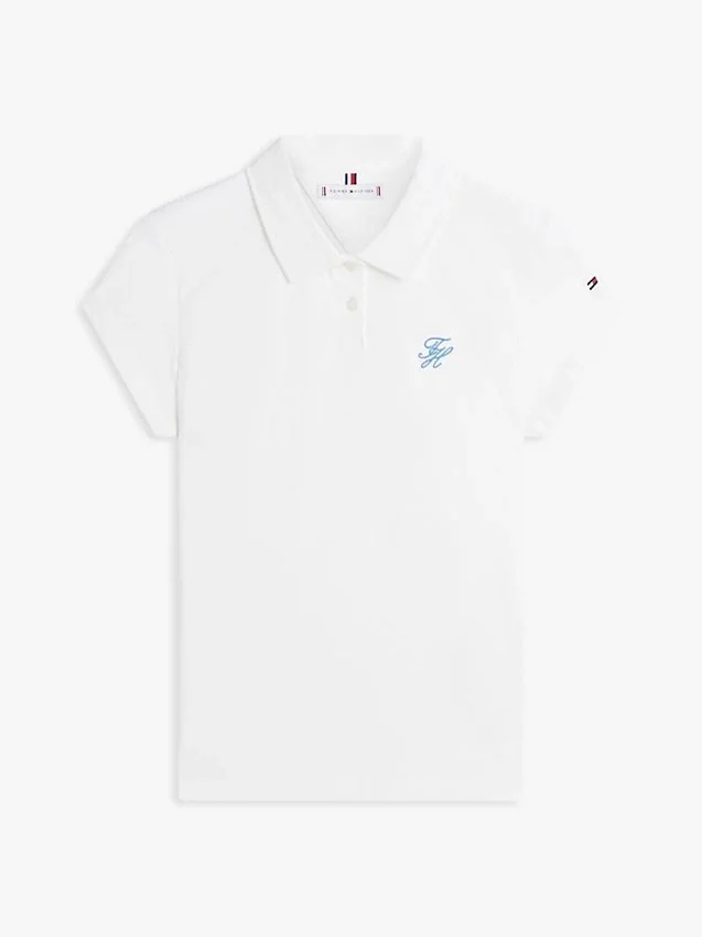 Polo elastic cu monogramă script, croială slim Polo elastic cu monogramă script, croială slim
