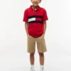 Polo elastic pentru copii, cu blocuri de culori și steag Polo elastic pentru copii, cu blocuri de culori și steag