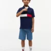 Polo elastic pentru copii, cu blocuri de culori și steag