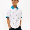 Polo elastic pentru copii cu logo nautic pe toată suprafața Polo elastic pentru copii cu logo nautic pe toată suprafața