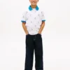 Polo elastic pentru copii cu logo nautic pe toată suprafața Polo elastic pentru copii cu logo nautic pe toată suprafața