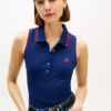 Polo fără mâneci cu croială slim fit și monogramă Polo fără mâneci cu croială slim fit și monogramă
