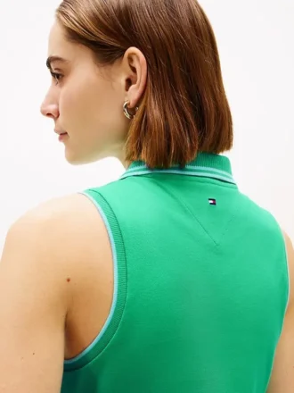 Polo fără mâneci cu croială slim fit și monogramă