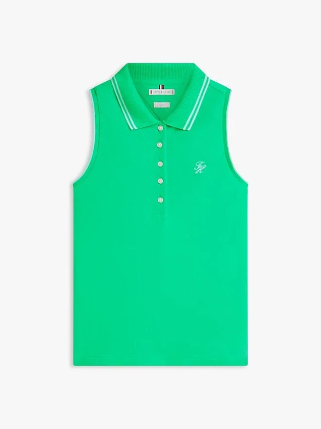 Polo fără mâneci cu croială slim fit și monogramă Polo fără mâneci cu croială slim fit și monogramă