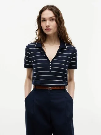 Polo Henley ușor din piqué