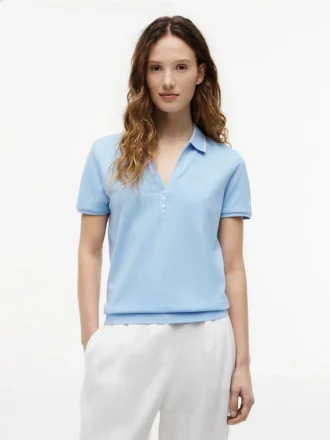 Polo Henley ușor din piqué