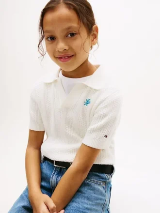 Polo pentru copii cu model Pointelle