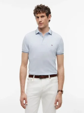 Polo slim fit cu borduri