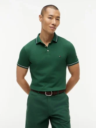 Polo slim fit cu borduri