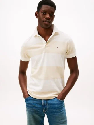 Polo slim fit cu dungi de rugby