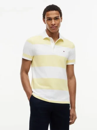 Polo slim fit cu dungi de rugby