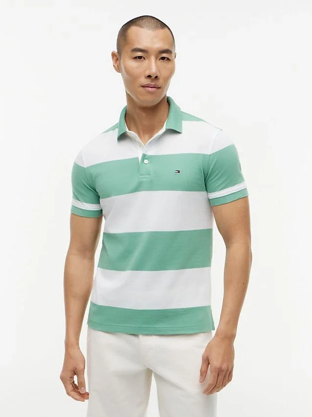 Polo slim fit cu dungi de rugby Polo slim fit cu dungi de rugby
