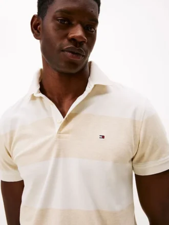 Polo slim fit cu dungi de rugby