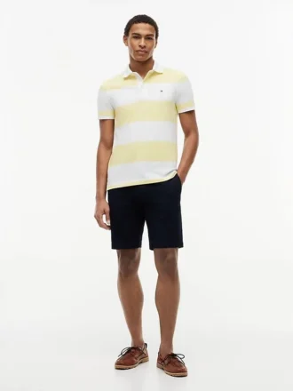 Polo slim fit cu dungi de rugby