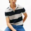 Polo slim fit cu dungi de rugby