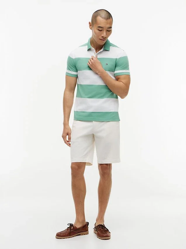 Polo slim fit cu dungi de rugby Polo slim fit cu dungi de rugby
