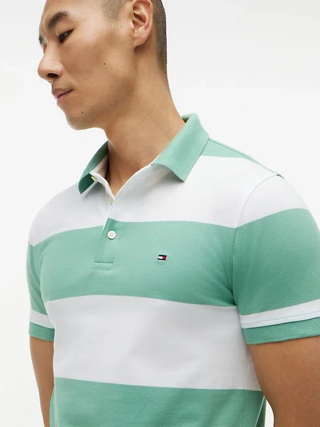 Polo slim fit cu dungi de rugby Polo slim fit cu dungi de rugby