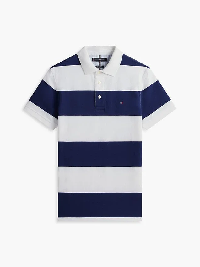 Polo slim fit cu dungi de rugby Polo slim fit cu dungi de rugby