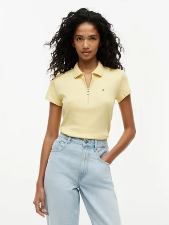 Polo slim fit cu fermoar
