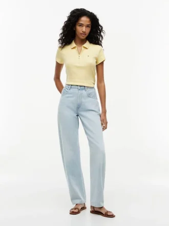 Polo slim fit cu fermoar