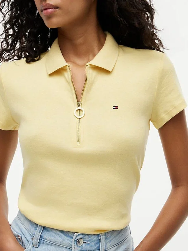 Polo slim fit cu fermoar Polo slim fit cu fermoar