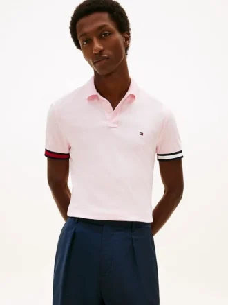 Polo slim fit din bumbac neted interlock