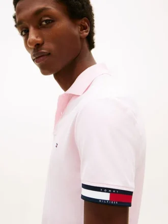 Polo slim fit din bumbac neted interlock